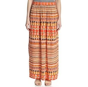 Nic & Zoe flared tribal long skirt sz Lg orange